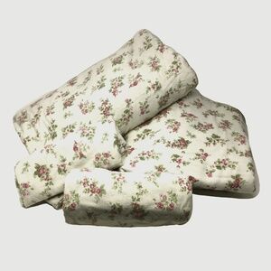 King Size 100% Cotton Flannel Sheet Set, White & Pink Floral, Laura Ashley